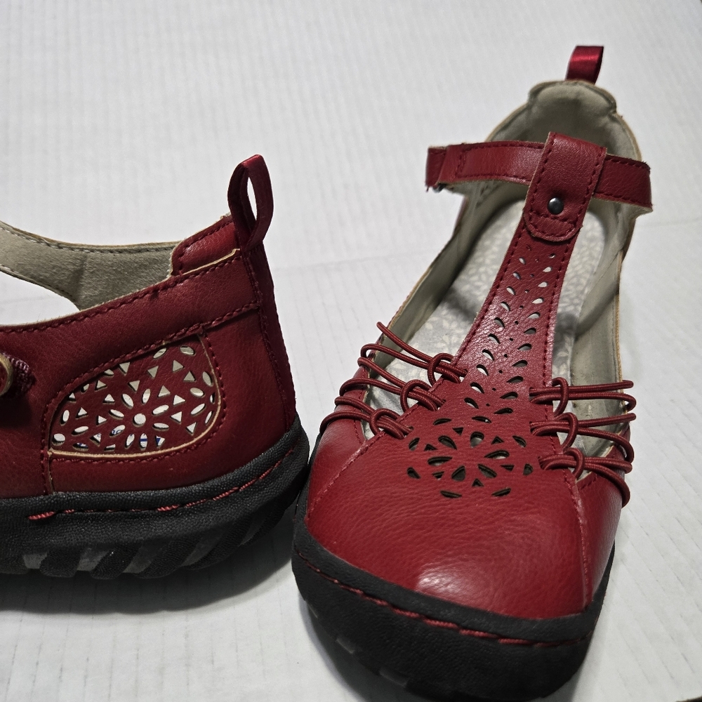 JBU Flats Jambu Mary Jane, Sahara red non slip all terran, 8